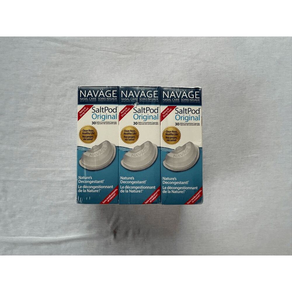 Navage Three Pack Original SaltPod, 30 Pack, 90 Total, Sealed, Exp. 8/27